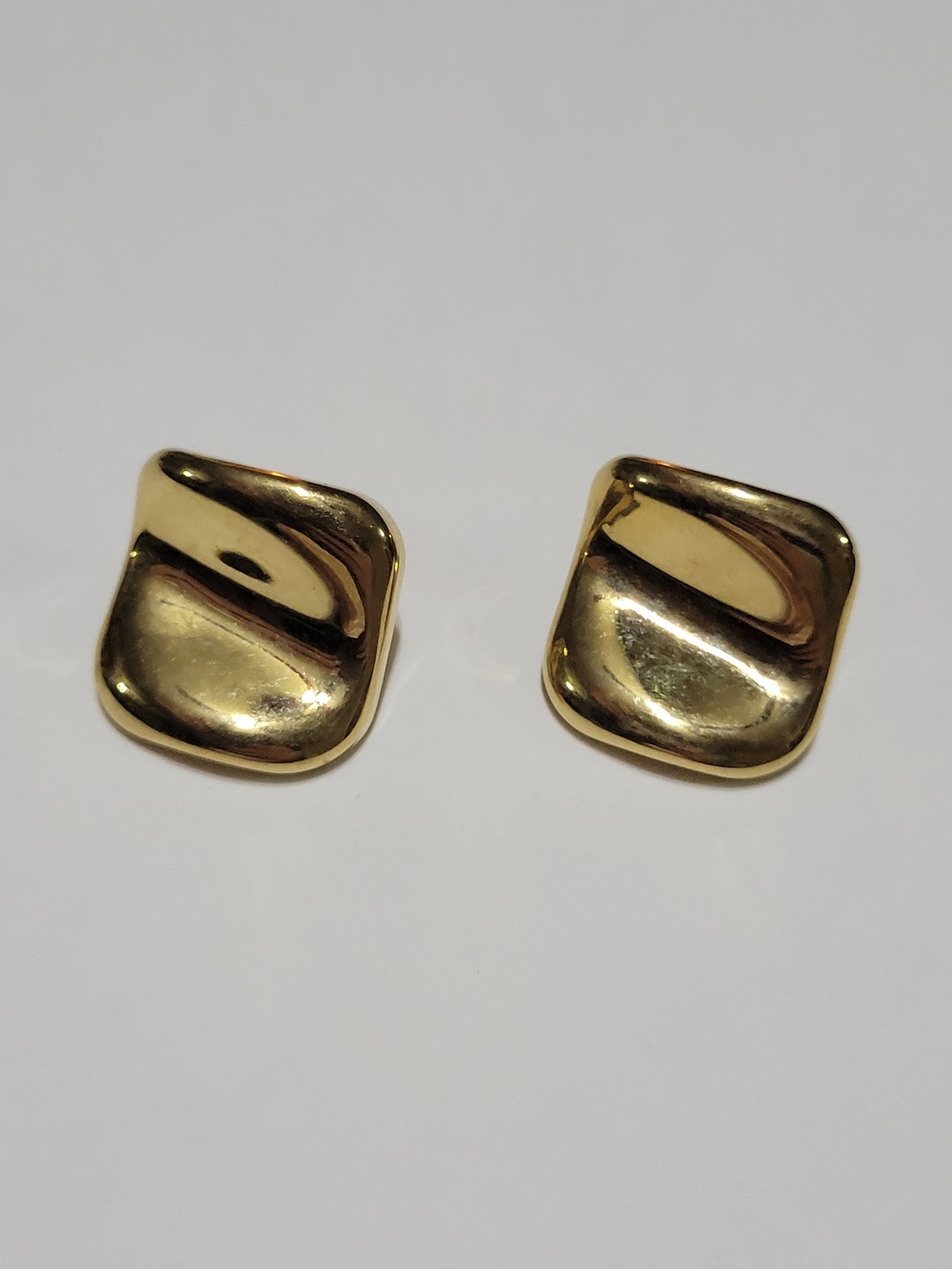 Gold Tone Modern Square Earrings - Women Jewelry